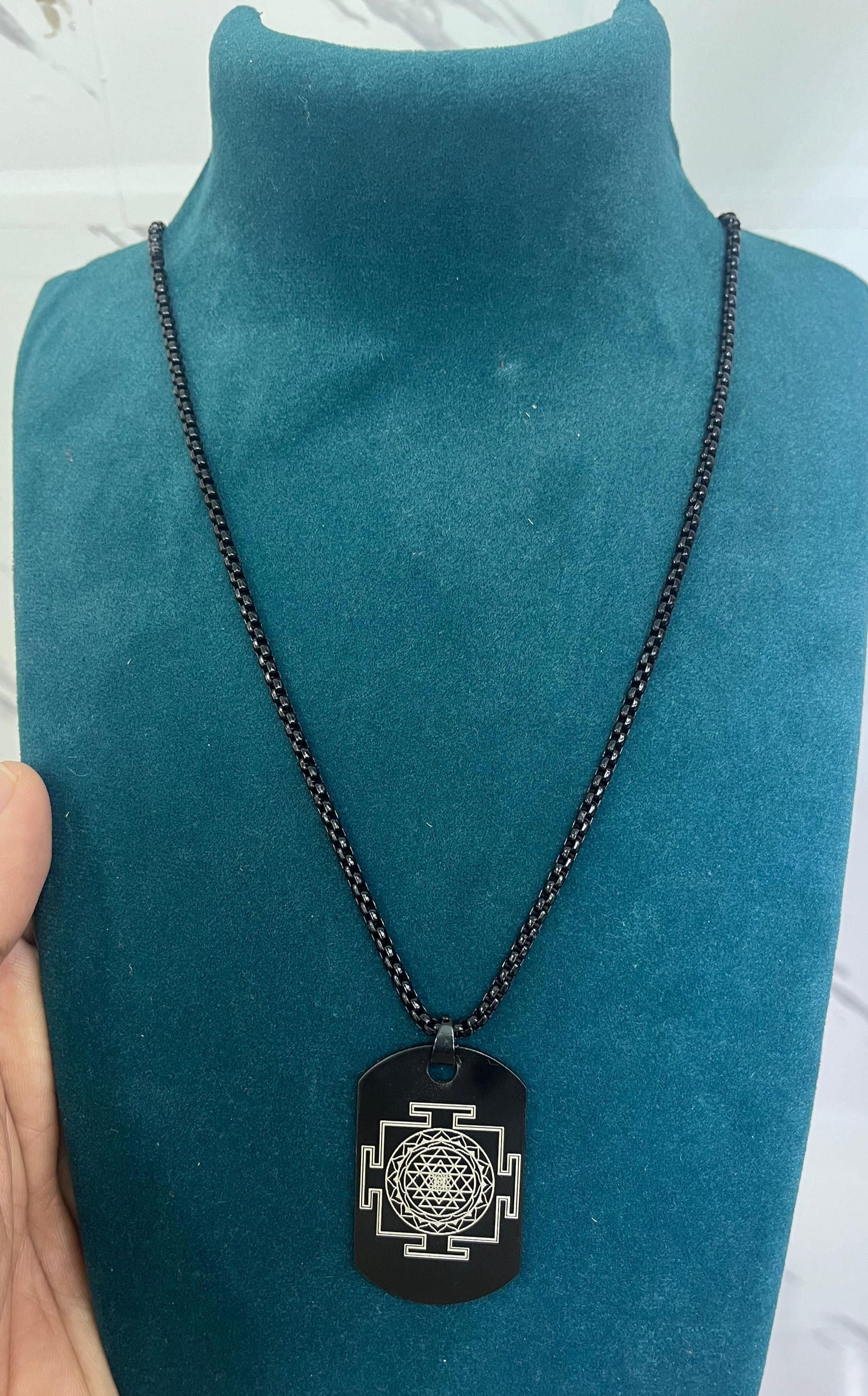 Shree Yantra Black Chain Necklace for Men