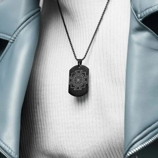 Shree Yantra Black Chain Necklace for Men