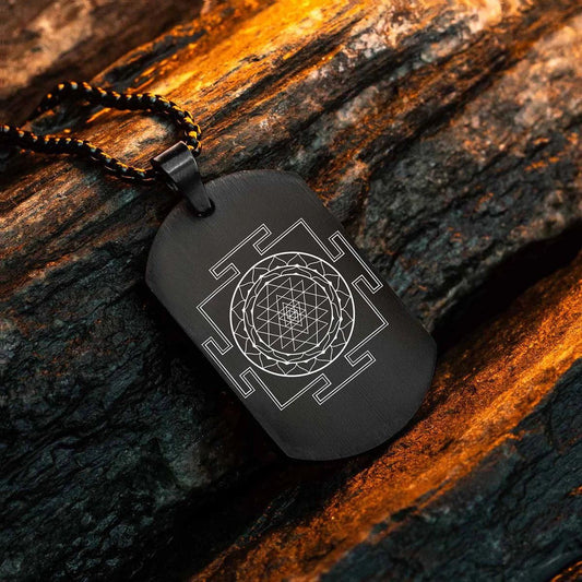 Shree Yantra Black Chain Necklace for Men