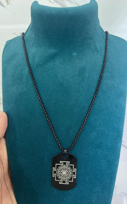 Shree Yantra Black Chain Necklace for Men